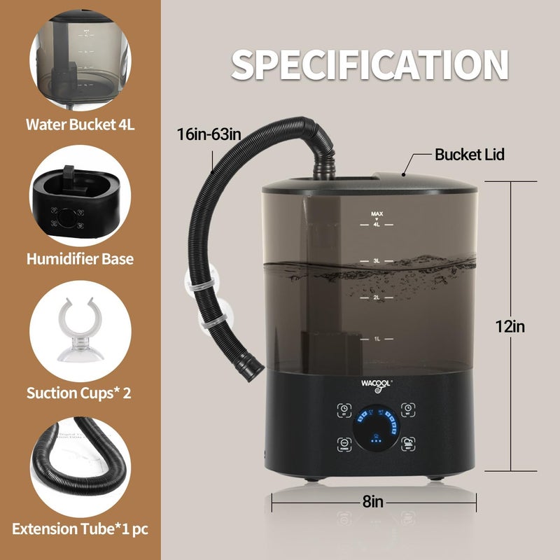 WACOOL TERRA WACOOL Reptile Fogger Mister 4L No-Leak Top-Fill Water Humidifier - Digital Timer Terrarium Fogger with Adjustable Fog Volume and Silent Operation for Snake/Gecko/Gecko Tanks - Image 3